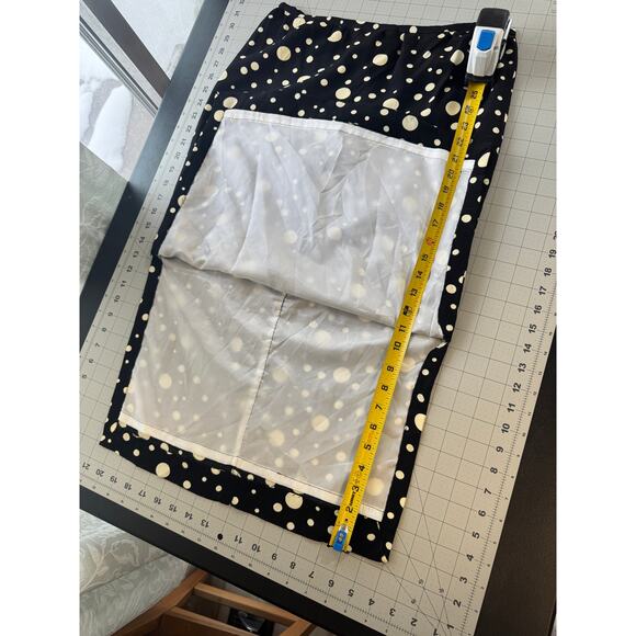 Vintage 80s Black Polka Dot Pencil Skirt Side Slits Pinup Rockabilly Midi Wiggle - Picture 5 of 15